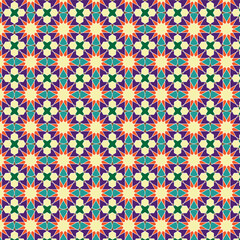 Intricate Islamic Geometric Pattern with 16-Pointed Star Motifs.