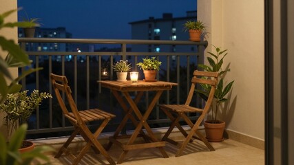 Cozy Night Balcony With City View