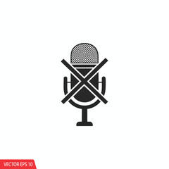 Muted Microphone Icon for Audio Recording or Broadcast Settings