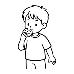 Dibujo sencillo con líneas de un niño comiendo una cookie  © teracreonte