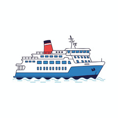 Modern Passenger Ferry Boat Sailing on Calm Water