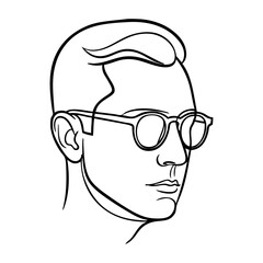 Dibujo sencillo con líneas de la cara de un hombre con lentes © teracreonte