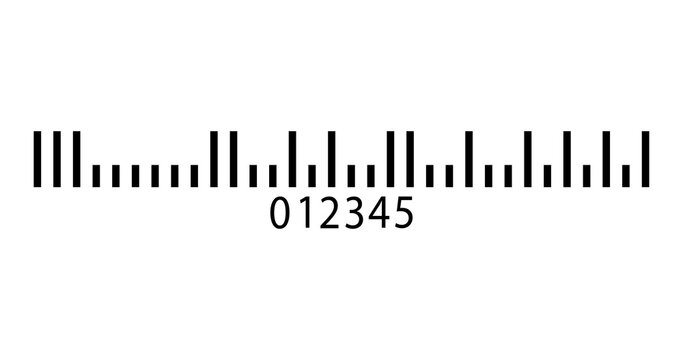 Abstract barcode design with numerical scale and vertical lines for digital commerce and data
