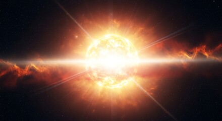 Obraz premium Supernova explosion in space with bright light