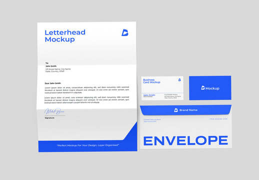 Stationery Mockup Set with Letterhead and Envelope