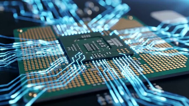 Closeup Microchip Circuit Board Technology.