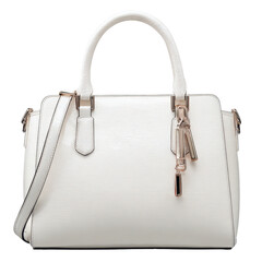 Ladies white handbag modern on transparent background