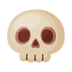 Cute skull. Hand drawn trendy flat style isolated illustration in Halloween style. Perfect for holiday decor, stickers, party invitations, and spooky design. Vector illustration