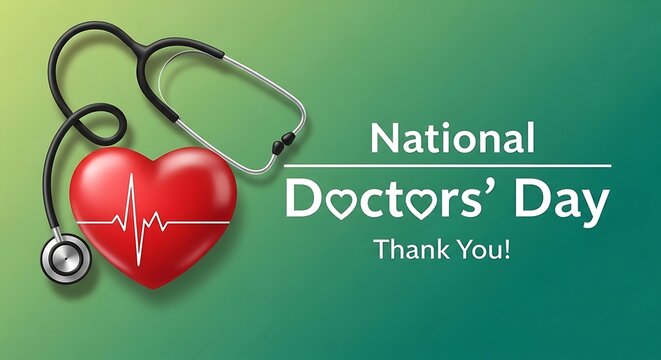 National doctors day celebration with heart and stethoscope