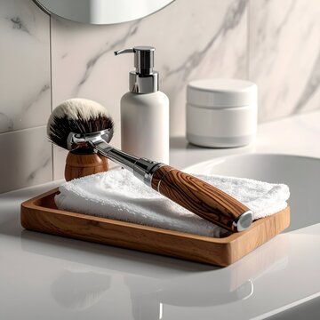 Bathroom accessories grooming products still life