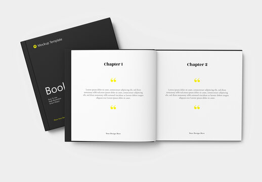 Open Square Book Mockup Template