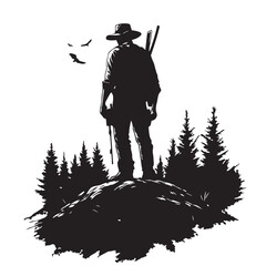 silhouette of a man with a hat