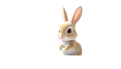 Obraz premium Adorable Cartoon Rabbit with Big Eyes.