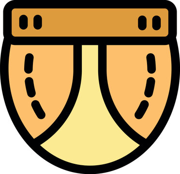 Colorful cartoon depiction of a jockstrap with bold outlines