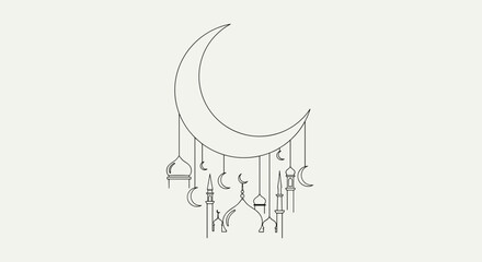 Crescent Moon Wind Chime Illustration Design.