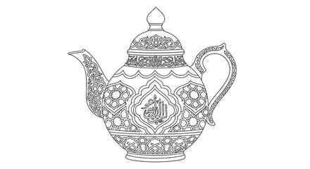 Ornate Teapot with Intricate Design and Patterns.