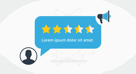 Five Star Rating Review Icon Illustration.