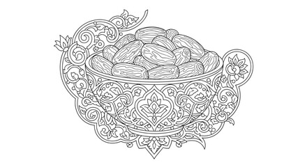 Ornate bowl with fruit and floral design.