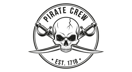 Pirate Crew Logo with Skull and Swords.