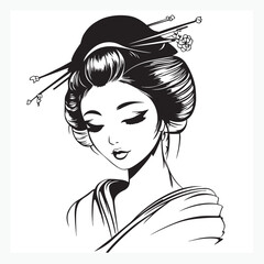 vector illustration of a geisha