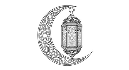 Islamic Lantern with Crescent Moon Symbol.