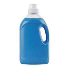 A large blue plastic bottle of liquid detergent standing upright. isolated on transparent background