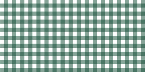 drak green gingham fabric seamless pattern. Cute check plaid. Picnic kitchen tablecloth texture. Gingham square vintage texture. Vector illustration isolated on white background. © albaihaki