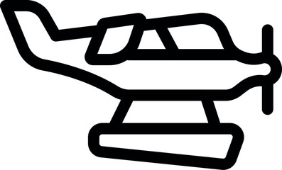 Simple, scalable stroke icon of a seaplane floating on water, perfect for web and mobile design projects © ylivdesign