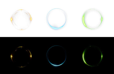 Circular luminous scanner ring overlay PNG isolated on transparent background