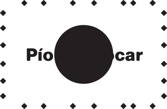 A black and white logo featuring a circle and text reading pio car surrounded by diamonds.