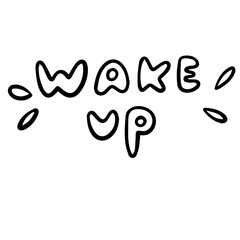 Obraz premium Wake Up Lettering Design for Coffee Shop and Bakery Branding 