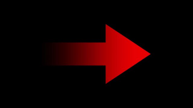 Red simple straight animated gradient arrow pointing to the right on a black or transparent background. Animated Arrow Pointing to the Right