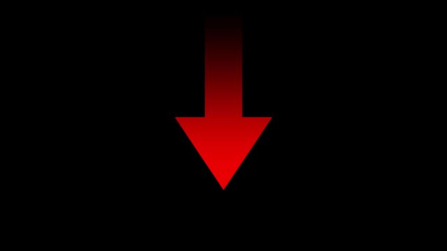 Red simple straight animated gradient arrow pointing up and down on a black or transparent background. Animated Arrow Pointing to up and down
