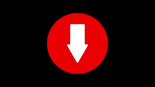 Down arrow animation on black background with 4K animation.