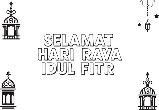 Traditional celebration greeting card for hari raya idul fitri