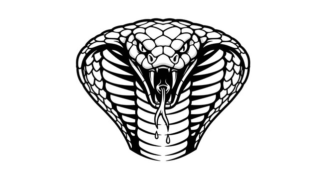 Black and White Cobra Head Illustration.