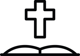 Open bible with christian cross symbol