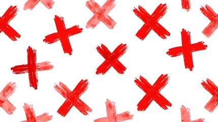 Obraz premium Red Watercolor Cross Mark Isolated on White Background