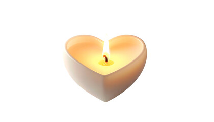 Lit Heart Shaped Candle with Flame.