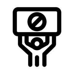 Protester icon for public demonstration. Protester Modern Professional Line Icon with minimal clean design representing activism rally march rights and social movement