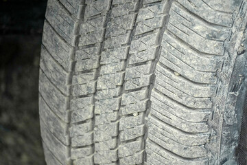 Tire detail while offroading in patagonia offroad car in tierra del fuego argentina