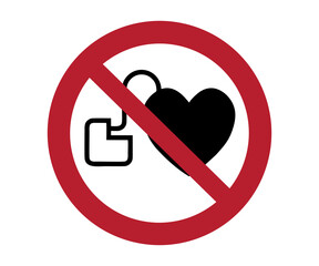 ISO 7010 P007 No access for people with active implanted cardiac devices sign illustration on transparent background.

