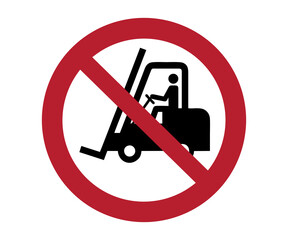 ISO 7010 P006 &ndash; No access for forklift trucks and industrial vehicles sign illustration on transparent background.