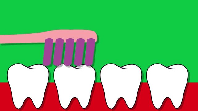 Tooth brushing animation for dental hygiene concept