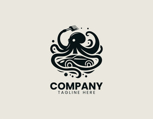 Kraken Car Wash black vector logo illustration on white background
