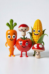 3D Render Cute Vegetable Mascots with Smiling Faces
Kawaii Carrot, Radish, Cucumber Cartoon 3D Illustration