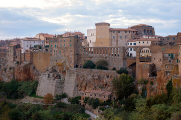 Fototapeta premium Pitigliano Italy medieval hilltop town on tuff cliff Tuscany