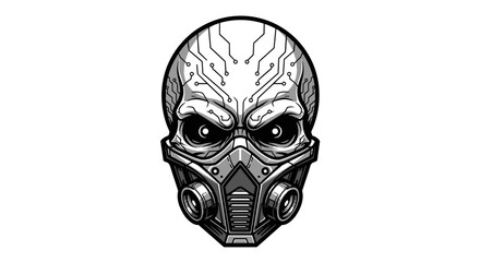 Detailed Gas Mask Skull Illustration.