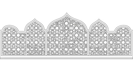 Ornate Architectural Pattern with Floral Details.
