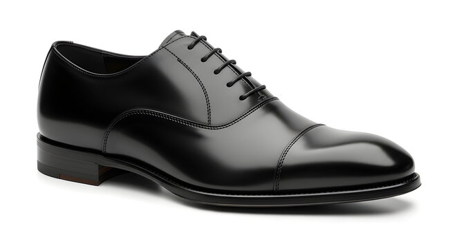 Elegant leather dress shoe representing formal fashion style, isolated on White background